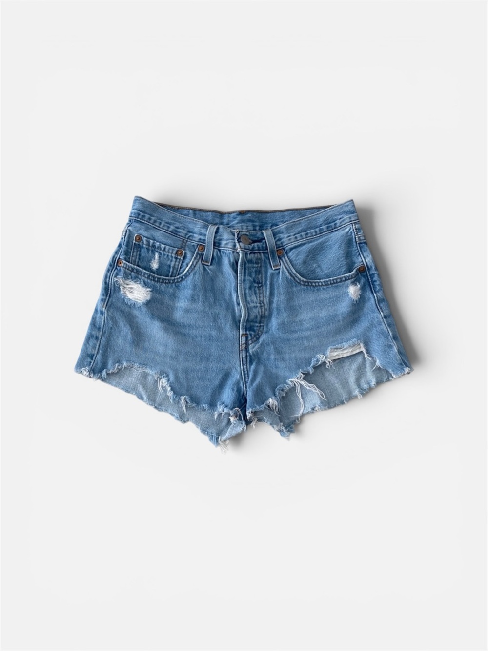 Levi’s 501 Blue Distressed Denim Women Shorts